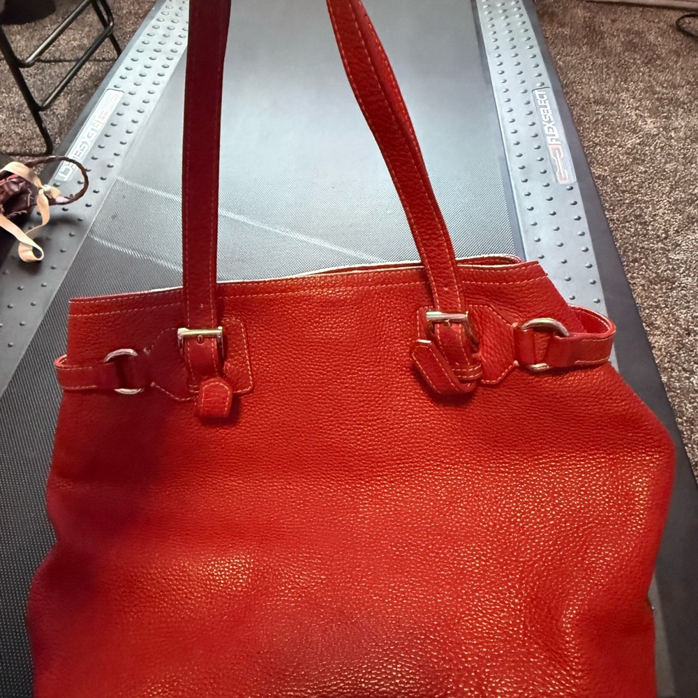 Elegant Red Leather Tote Bag